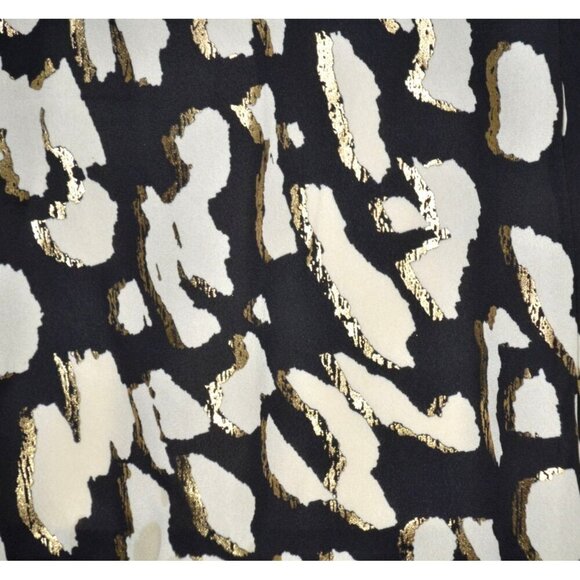 JM Collection Black Print Tunic 3/4 Sleeve V-Neck Blouse Size M Metallic Sequin - Picture 4 of 11